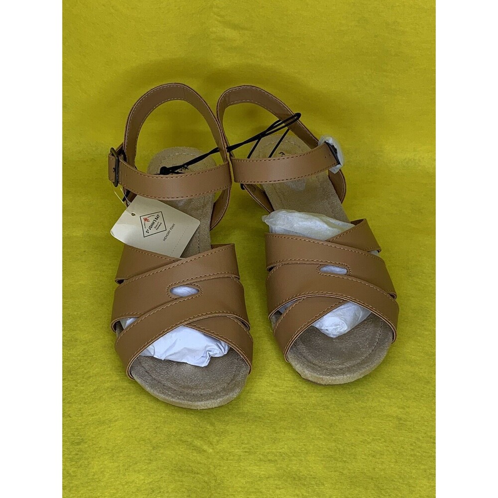 St. John's Bay Womens Nevin Wedge Sandals Tan Color Size 7 Med 1.5 Wedge Heel